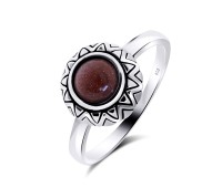 Gold Sand Stone Silver Rings NSR-2376